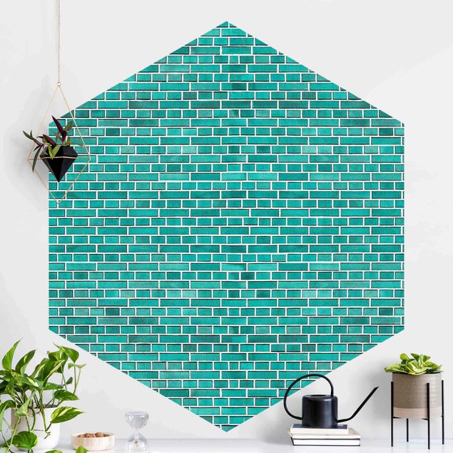 køkken dekorationer Turquoise Brick Wall