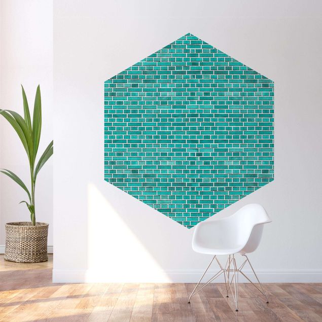 Tapet moderne Turquoise Brick Wall