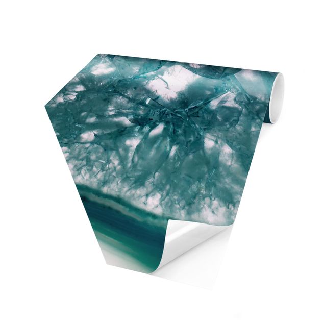 Sekskantede Tapeter Turquoise Crystal
