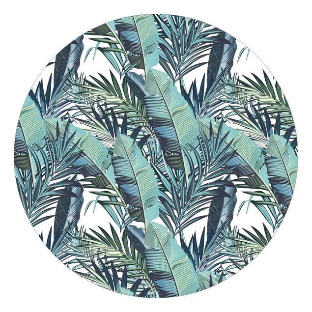 Moderne tapet Turquoise Leaves Jungle Pattern