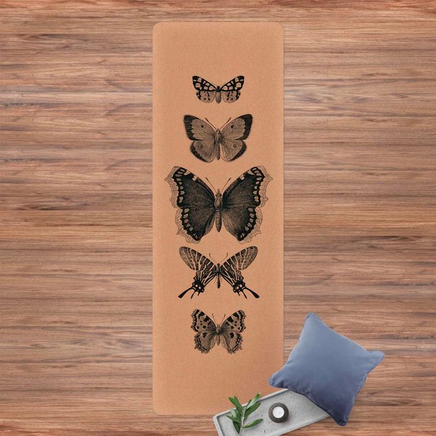 Yogamåtter Ink Butterflies On Beige Backdrop