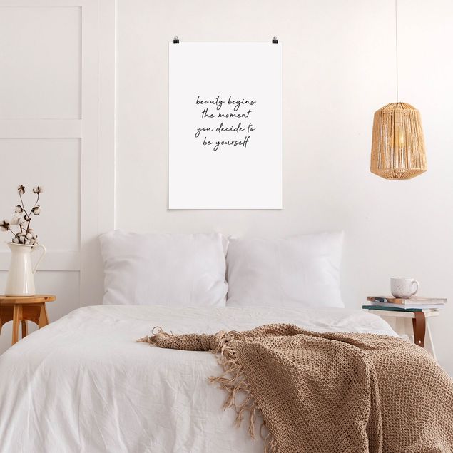 Plakater kunsttryk Typography Beauty Begins Quote