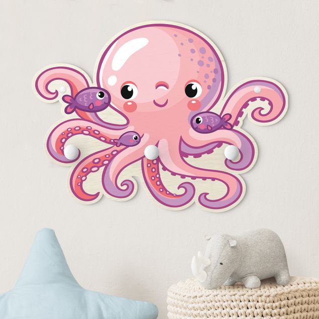 Børneværelse deco Underwater World - Kraken Purple Pink