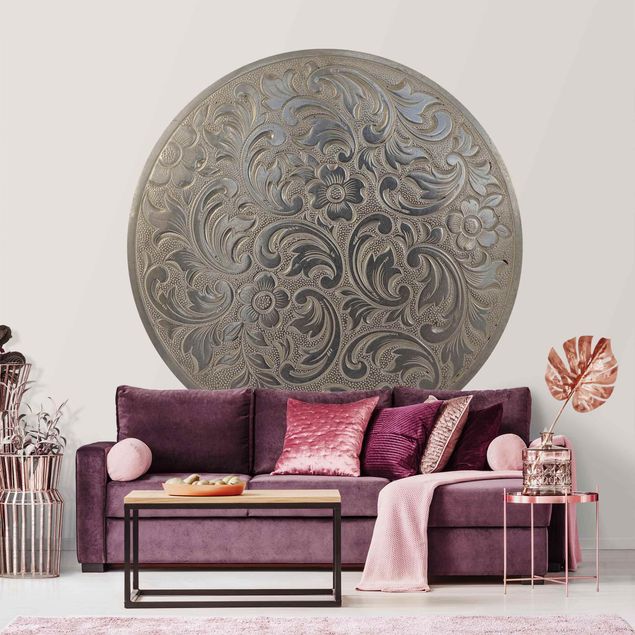 3d tapet Victorian Flower Ornamentation In Circle