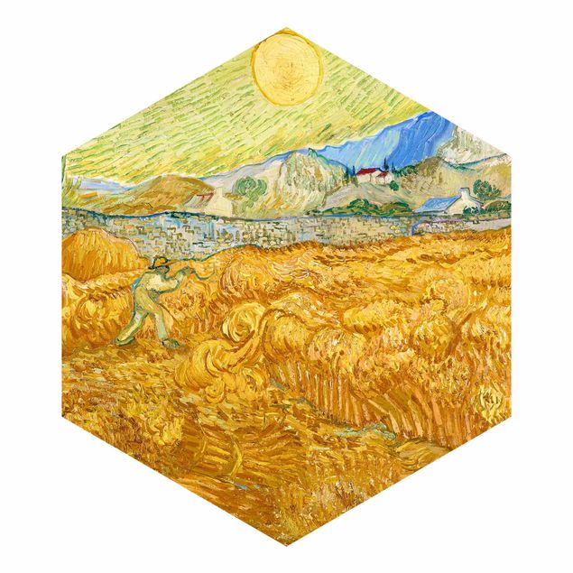 Moderne tapet Vincent Van Gogh - Wheatfield With Reaper