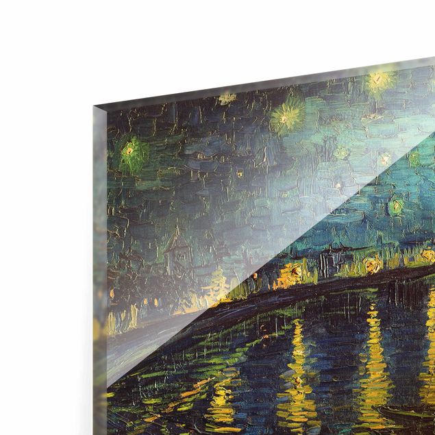 Glasbilleder arkitektur og skyline Vincent Van Gogh - Starry Night Over The Rhone