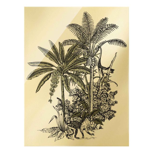 Billeder blomster Vintage Illustration - Monkeys  And Palm Trees
