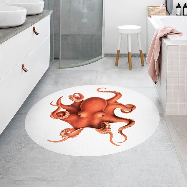 rødt gulvtæppe Vintage Illustration Red Octopus