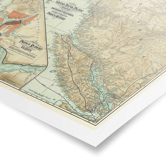 Billeder farvet Vintage Map British Columbia