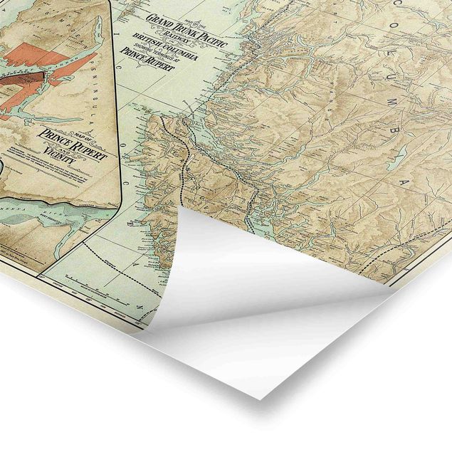Billeder Vintage Map British Columbia