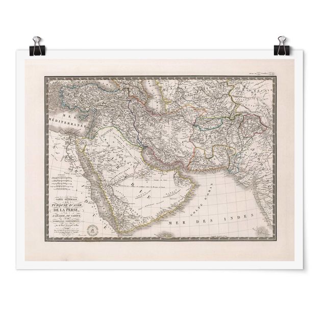Plakater ordsprog Vintage Map In The Middle East