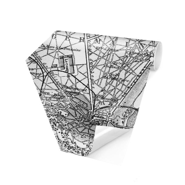 Sort hvid tapet Vintage Map St Germain Paris