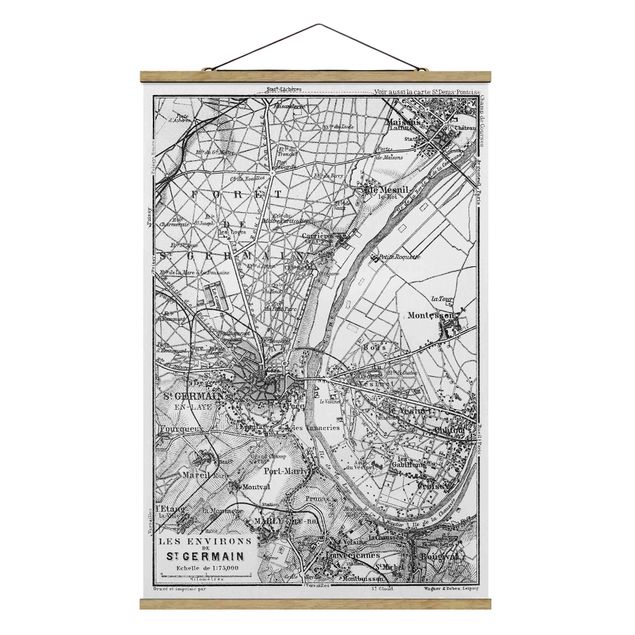 Billeder kunsttryk Vintage Map St Germain Paris