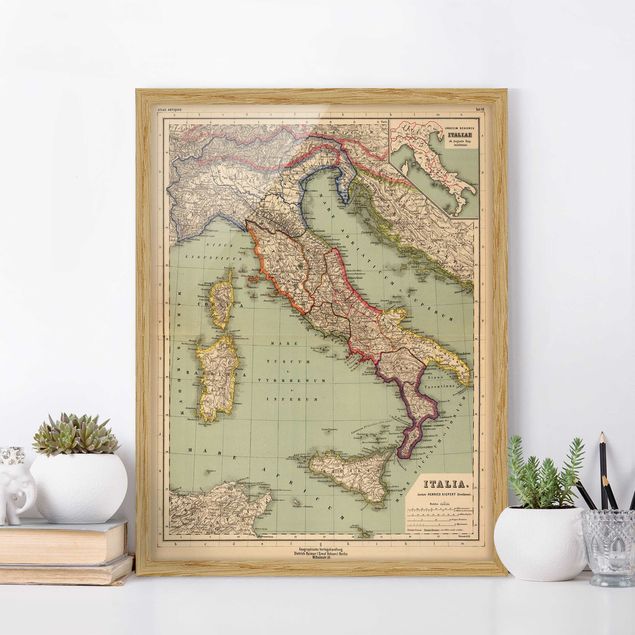 køkken dekorationer Vintage Map Italy