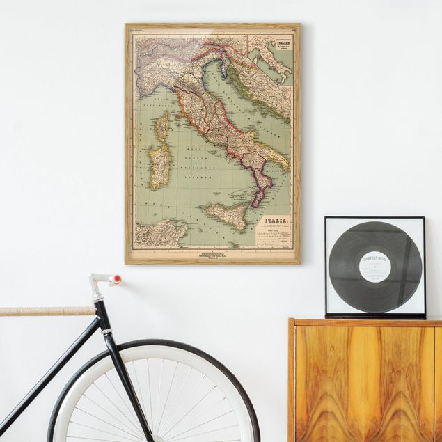 Indrammede plakater vintage Vintage Map Italy