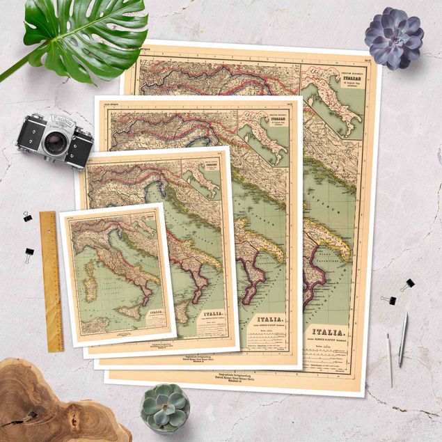 Plakater Vintage Map Italy