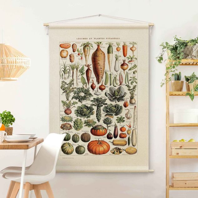 Vægtæppe boho modern Vintage Teaching Illustration Vegetables
