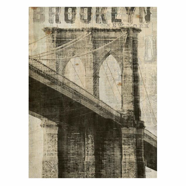 Billeder på lærred vintage Vintage NY Brooklyn Bridge