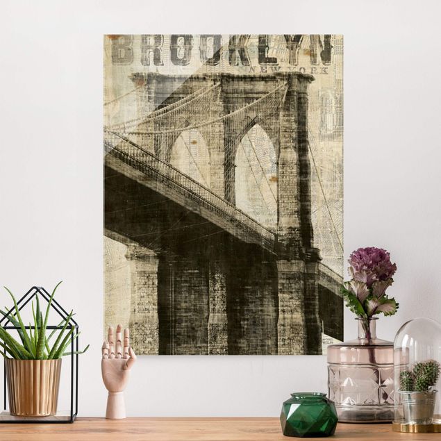 Glasbilleder New York Vintage NY Brooklyn Bridge