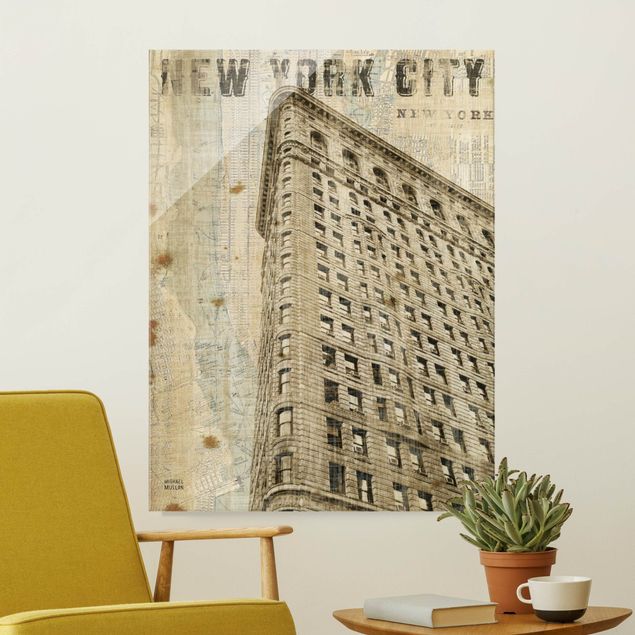 Glasbilleder New York Vintage NY Flat Iron