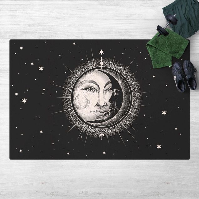 Kork måtter Vintage Sun And Moon Illustration