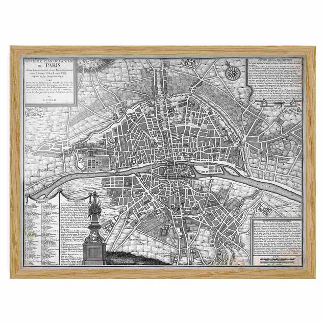 Indrammede plakater vintage Vintage Map City Of Paris Around 1600