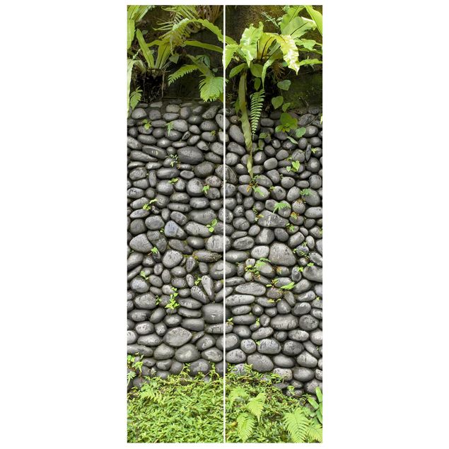 Dørtapet 3D Stone Wall With Plants