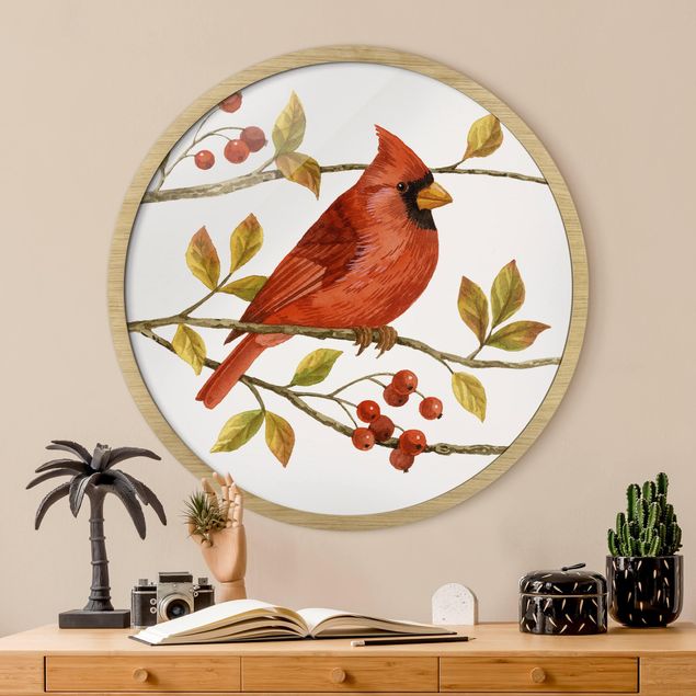 Rund billeder Birds And Berries - Northern Cardinal