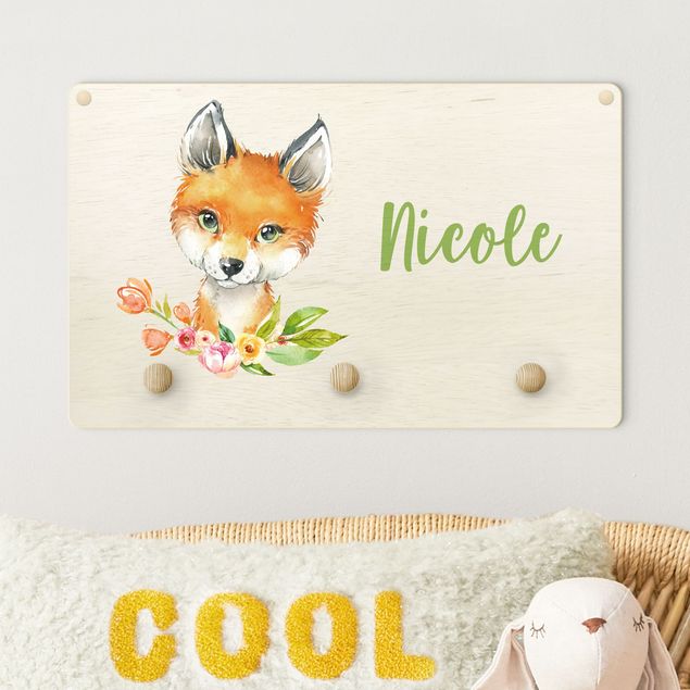 Børneværelse deco Forest Animal Baby Fox With Customised Name