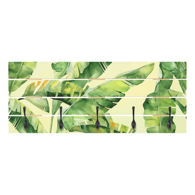 Knagerækker grøn Banana Leaves Watercolour
