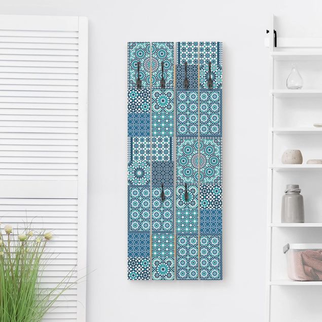 Knagerækker mønstre Moroccan Mosaic Tiles Turquoise Blue