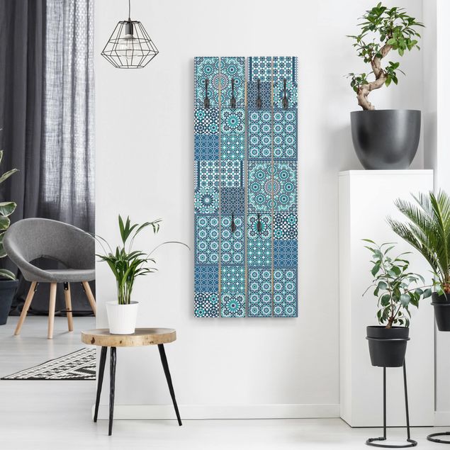 Knagerækker vintage Moroccan Mosaic Tiles Turquoise Blue