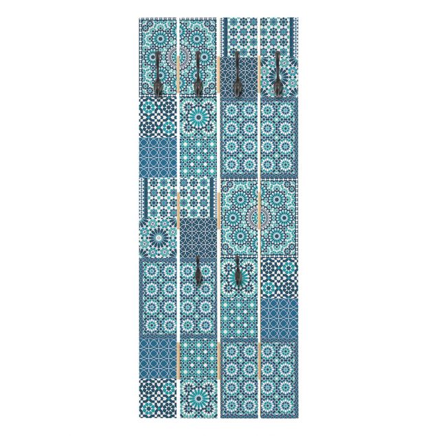 Knagerækker blå Moroccan Mosaic Tiles Turquoise Blue