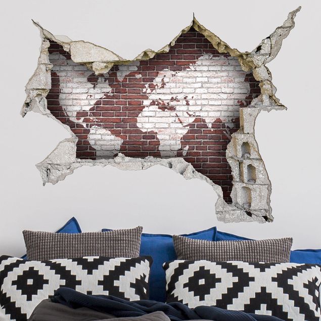 Wallstickers stenlook Brick World Map