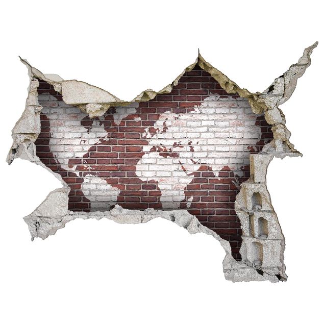 Wallstickers verdenskort Brick World Map