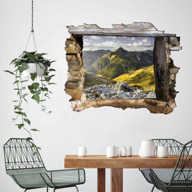 Wallstickers 3D Mountains And Valley Of The Lechtal Alps In Tirol