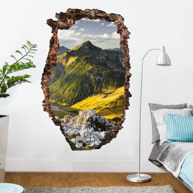 Wallstickers 3D Mountains And Valley Of The Lechtal Alps In Tirol