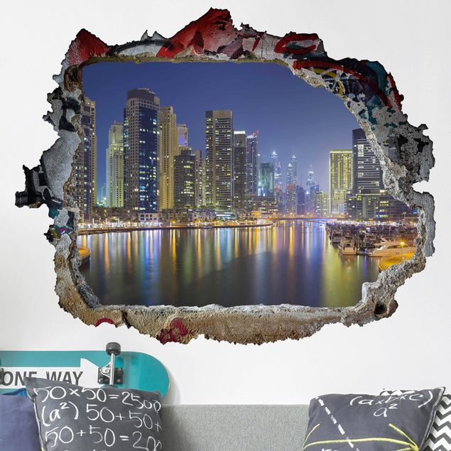 Wallstickers metropolises Dubai Night Skyline