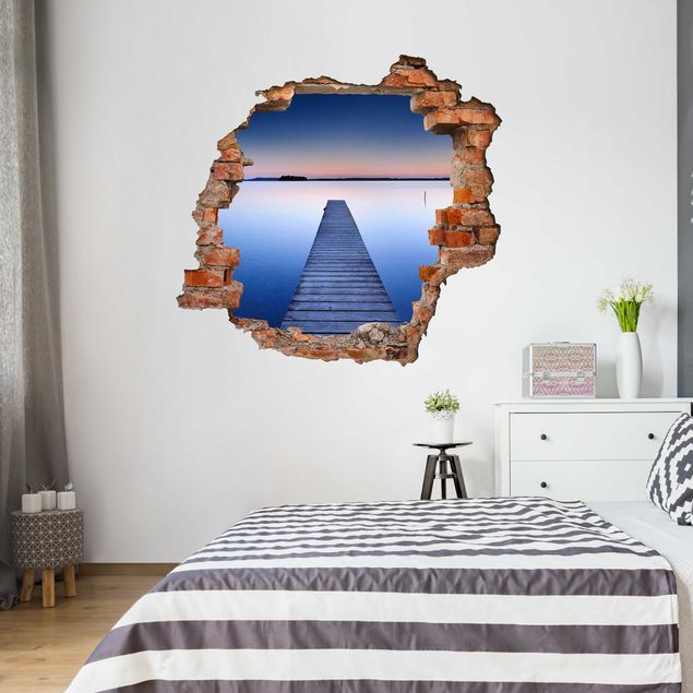 Wallstickers 3D River Walkway At Sunset