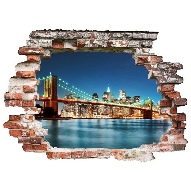 Wallstickers metropolises Nighttime Manhattan Bridge