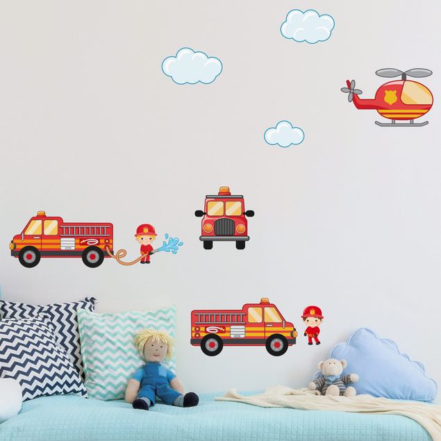 Wallstickers Firefighter Set with Vehicles