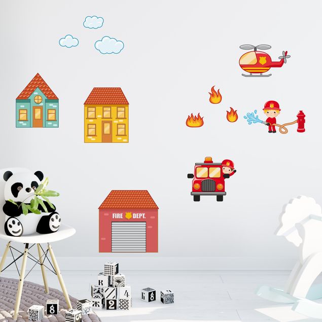 Wallstickers Firefighter Set with Houses