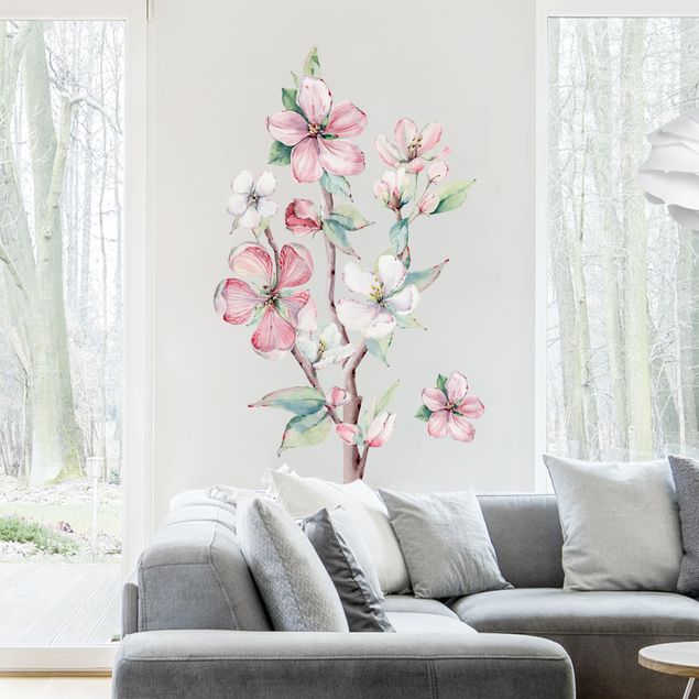 Wallstickers træer Cherry Blossom Branch Watercolour Set