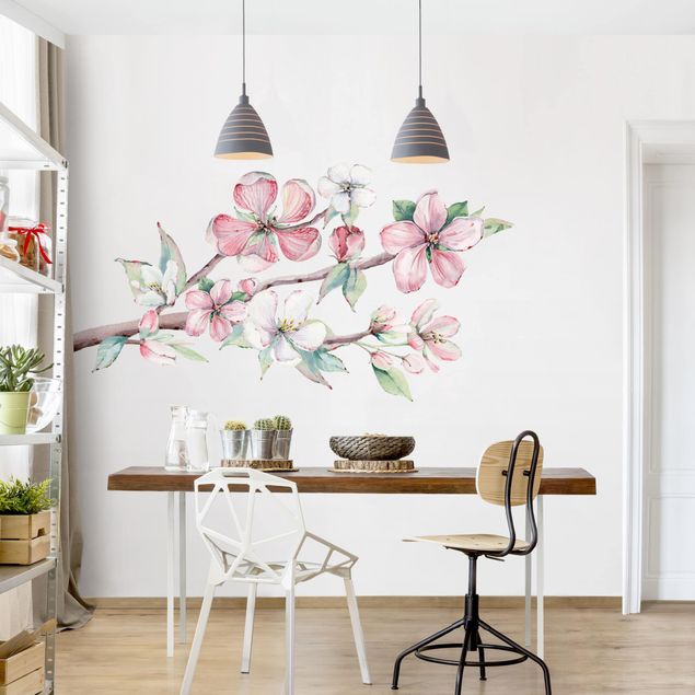 Wallstickers blomster Cherry Blossom Branch Watercolour Set