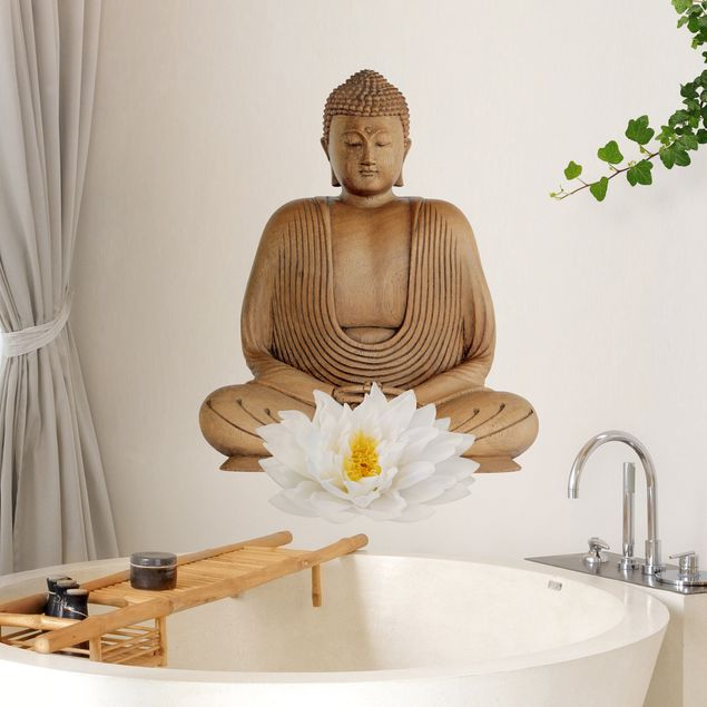 Wallstickers spirituelt Wooden Lotus Buddha