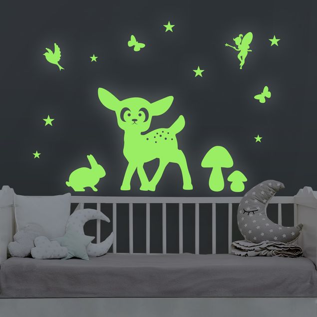 Wallstickers rummet Wall Decal Night Glow Set Animal In the Forest