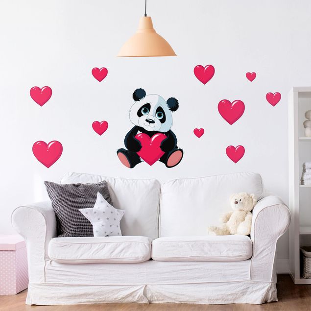 Wallstickers jungle Panda With Hearts