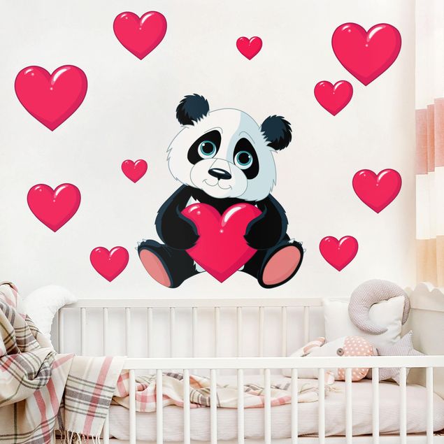 Wallstickers pandaer Panda With Hearts