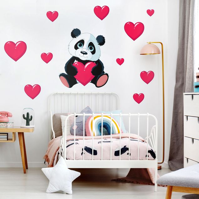 Børneværelse deco Panda With Hearts