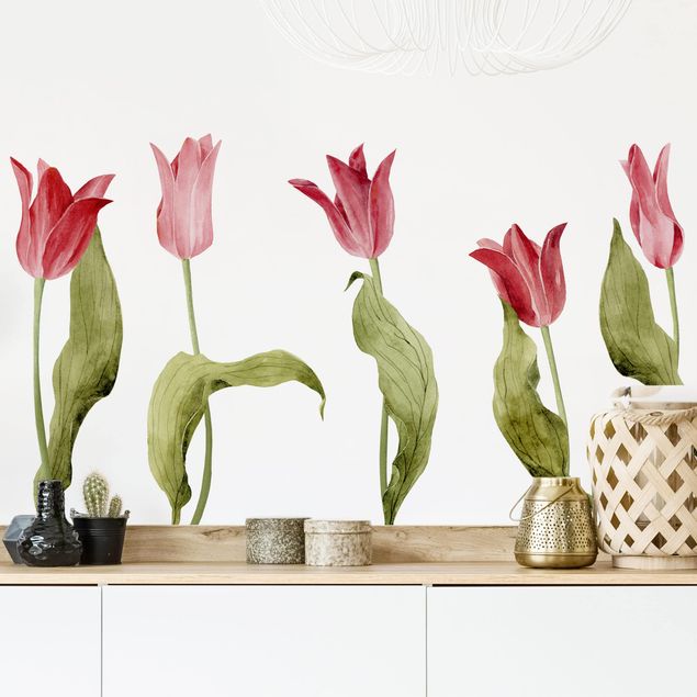 køkken dekorationer Red Tulips Watercolour